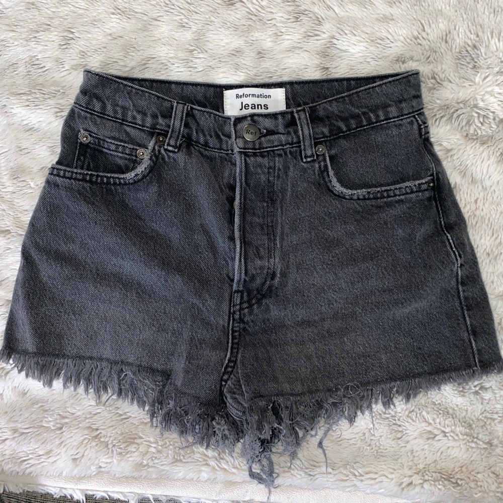 Reformation black jean shorts